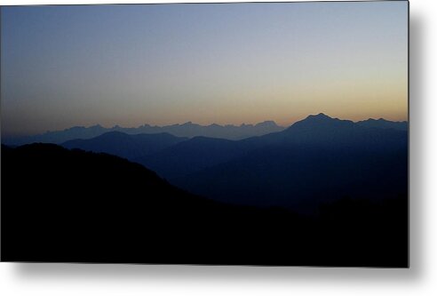 India Metal Print featuring the photograph Dawn view of the Garhwal Himalayas from Kunjapuri Temple, India by Misentropy