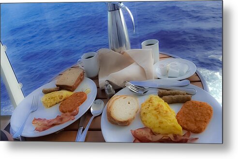 Breakfast Metal Print featuring the photograph Dreaming of Breakfast at Sea by DigiArt Diaries by Vicky B Fuller
