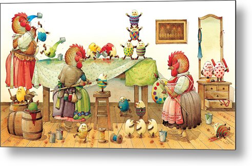 Eggs Metal Print featuring the painting Eggs Dyeing by Kestutis Kasparavicius