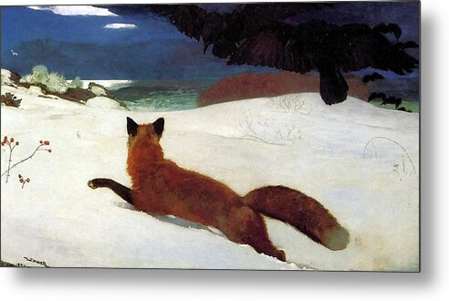 Winslow Homer Metal Print featuring the painting Fox Hunt by Winslow Homer