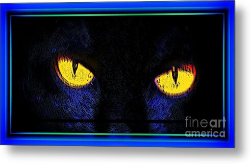 Cat Metal Print featuring the digital art Golden Eye by Leslie Revels