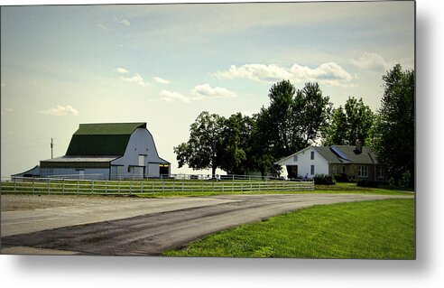 Farm Metal Print featuring the photograph Green and White Farm by Cricket Hackmann