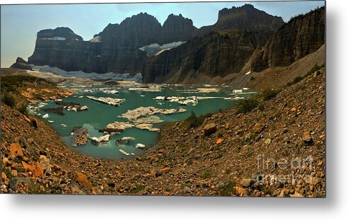 Grinnell Metal Print featuring the photograph Icebergs Below Grinnell Glacier by Adam Jewell