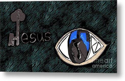 The Key Metal Print featuring the digital art Jesus Is The Key by Curtis Sikes