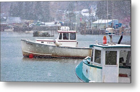 Maine Snow Storm Metal Print featuring the photograph Leah Sky Snow by Jeff Cooper