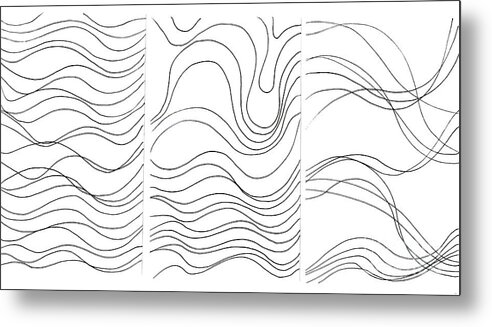 Art Created With Lines Metal Print featuring the digital art Lines 1-2-3 Black On White by Helena Tiainen