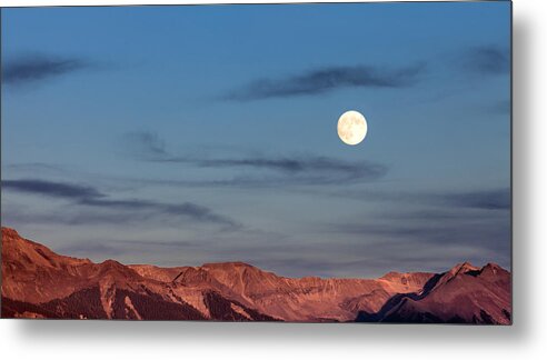Moon Metal Print featuring the photograph Moonrise With Afterglow by Denise Bush