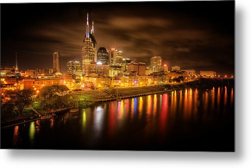 City Metal Print featuring the photograph Nashville City Lights by Stuart Deacon