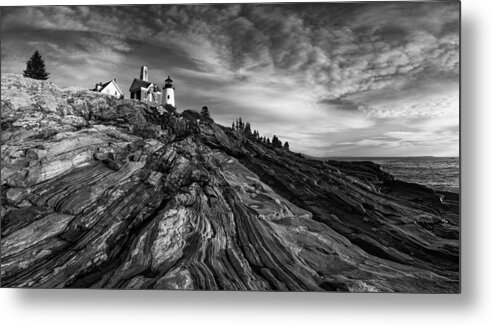 Maine Metal Print featuring the photograph Pemaquid Point Mono by Darren White