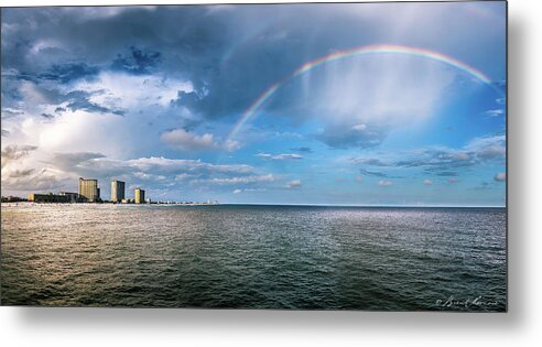 Pensacola Beach Rainbow Florida Gulf Coast Emerald Sunset Metal Print featuring the photograph Pensacola Beach Rainbow by Brent Shavnore