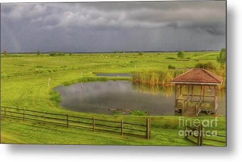 Pond Metal Print featuring the photograph Prairie Gazebo by Barry Bohn