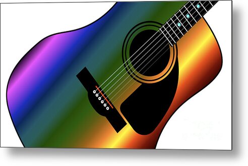 Guitar Metal Print featuring the digital art Rainbow Western Guitar by Bigalbaloo Stock