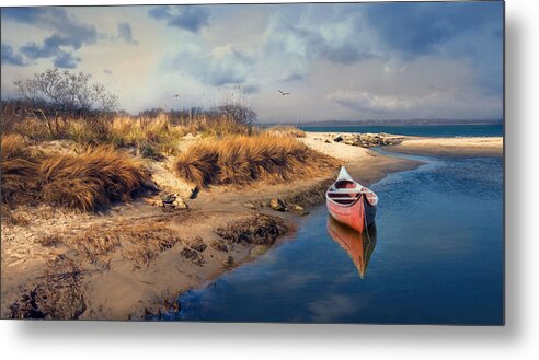 Canoe Metal Print featuring the photograph Red Canoe by Robin-Lee Vieira