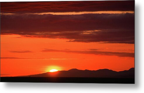 Red Metal Print featuring the photograph Red Sunset Over the Ocean by Ted Keller