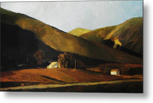 Landscape Metal Print featuring the painting Roadside by Thomas Tribby