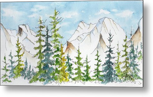 Impressionism Metal Print featuring the painting Rockies From The Rimrock by Pat Katz