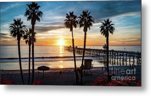 Beach Metal Print featuring the photograph San Clemente Pier at Sunset by David Levin