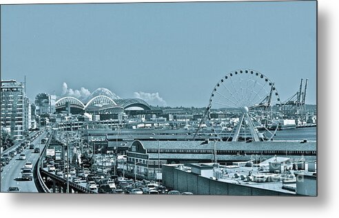 Seattle Metal Print featuring the photograph Seattle Cyan by Linda Bianic