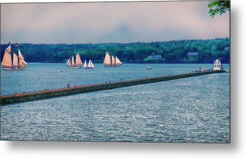 Maine Lobster Boats Metal Print featuring the photograph Ships By The SamOset by Tom Singleton