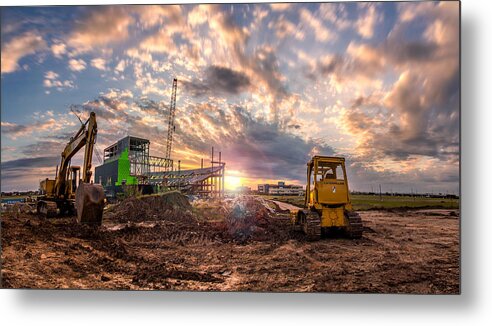  Metal Print featuring the photograph Smart Financial Centre Construction Sunset Sugar Land Texas 11 21 2015 by Micah Goff