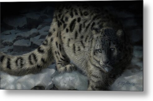 Wildlife Art Metal Print featuring the painting Snow Leopard by Kathie Miller