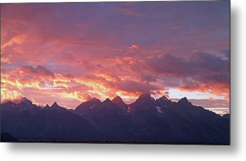 Tetons Metal Print featuring the photograph Tetons Sunset by Jean Clark