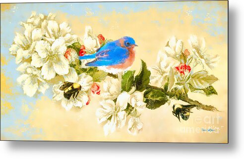 Bluebird Metal Print featuring the painting The Beautiful Bluebird by Tina LeCour