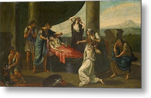Karl Von Piloty Metal Print featuring the painting The Mourning Of Alexander The Great by Karl Von Piloty