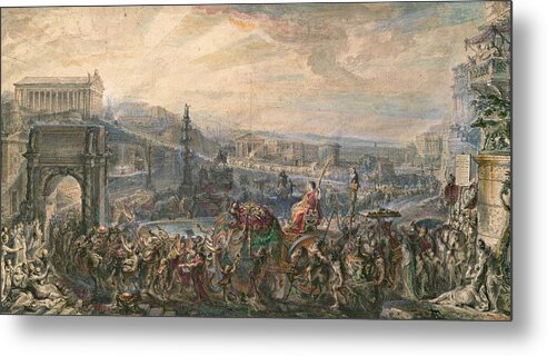 Gabriel De Saint-aubin Metal Print featuring the drawing The Triumph of Pompey by Gabriel de Saint-Aubin