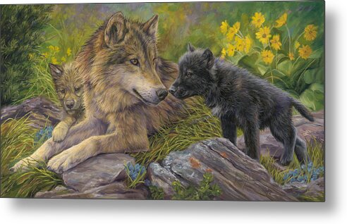 Wolf Metal Print featuring the painting Unconditional Love by Lucie Bilodeau