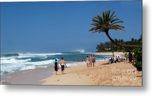 Untitled Metal Print featuring the painting Untitled Sunset Beach Hawaii by Carl Gouveia