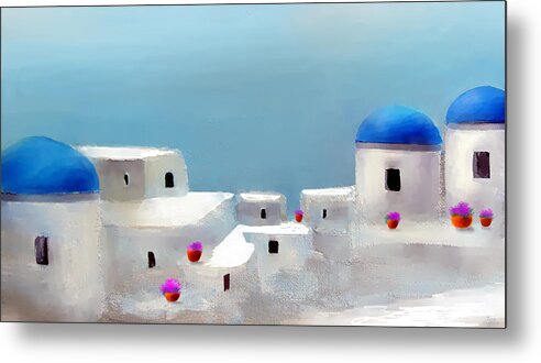 Santorini Paintings Metal Print featuring the painting Visions Of Greece by Larry Cirigliano