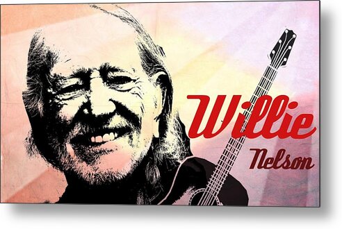 Willie Nelson Metal Print featuring the digital art Willie by Rumiana Nikolova