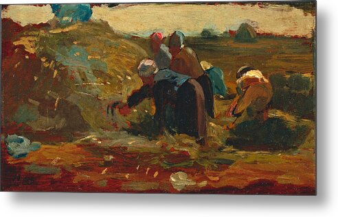 Winslow Homer Metal Print featuring the painting Women Working in a Field by Winslow Homer