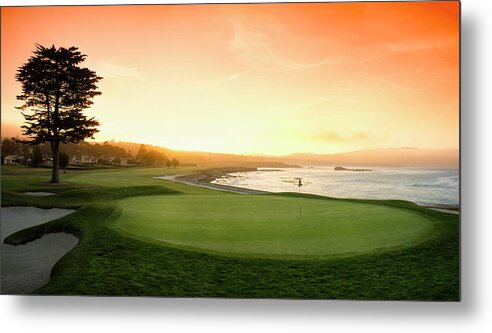 Photography Metal Print featuring the photograph 18th Hole With Iconic Cypress Tree by Panoramic Images