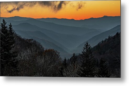 Oconaluftee Overlook Metal Print featuring the photograph Anticipation of Sunrise by Marcy Wielfaert