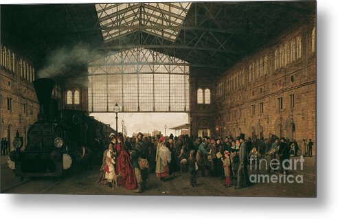 Oil Painting Metal Print featuring the drawing Arrival Of A Train At Vienna Northwest by Heritage Images