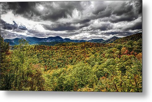 Blue Metal Print featuring the photograph Blue Ridge And Smoky Mountains Changing Color In Fall by Alex Grichenko