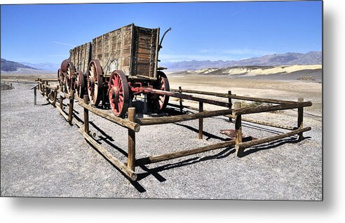 Arid Metal Print featuring the photograph Borax Wagon Near The Town Of Furnace In Death Valley National Park by Cavan Images
