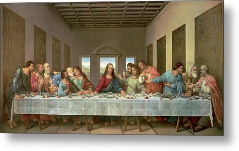 Da Vinci-the Last Supper Metal Print featuring the mixed media Da Vinci-the Last Supper by Portfolio Arts Group