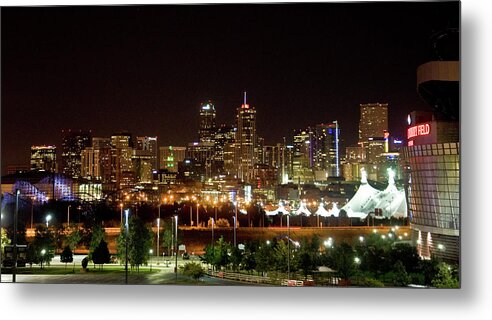 Downtown Metal Print featuring the photograph Downtown Denver at night by Chance Kafka