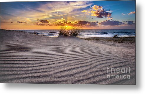 Beach Metal Print featuring the photograph Dutch Sunset from a sand dune by Alex Hiemstra