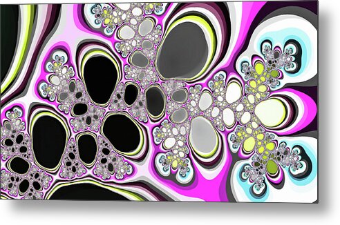 Abstract Metal Print featuring the digital art Fantasy Black Lakes Pink Digital Art by Don Northup