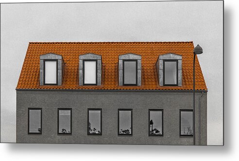 Architecture Metal Print featuring the photograph House And Lamp by Inge Schuster