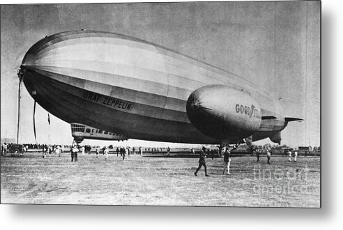People Metal Print featuring the photograph Landing Of Graf Zeppelin On Field by Bettmann