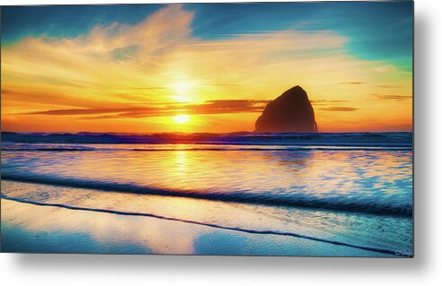Pacific Northwest Metal Print featuring the photograph Pacific City Surf Sunset by Dee Browning