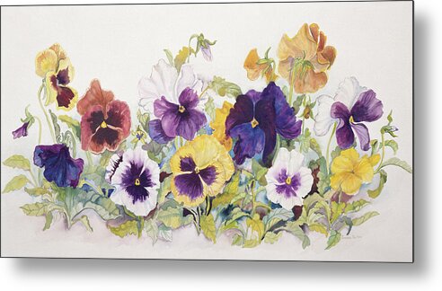 Pansies Metal Print featuring the painting Pansies' Faces by Joanne Porter