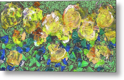 Roses 1001 Yellow Metal Print featuring the digital art Roses 1001 yellow by Corinne Carroll