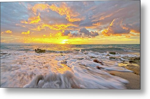 Carlin Park Metal Print featuring the photograph Rushing Surf by Steve DaPonte