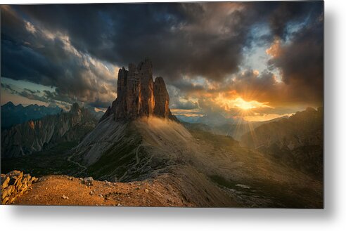 Dolomites Metal Print featuring the photograph Tre Cime... by Krzysztof Browko
